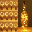 Flaschenlicht 12 Stk. – 10 LED Flaschenlichterkette mit Korken – 3 Modi (Blinken & Dauerlicht) – Warmweiß – 1 m Silberdraht – Deko für Flaschen, Party, Hochzeit & Weihnachten